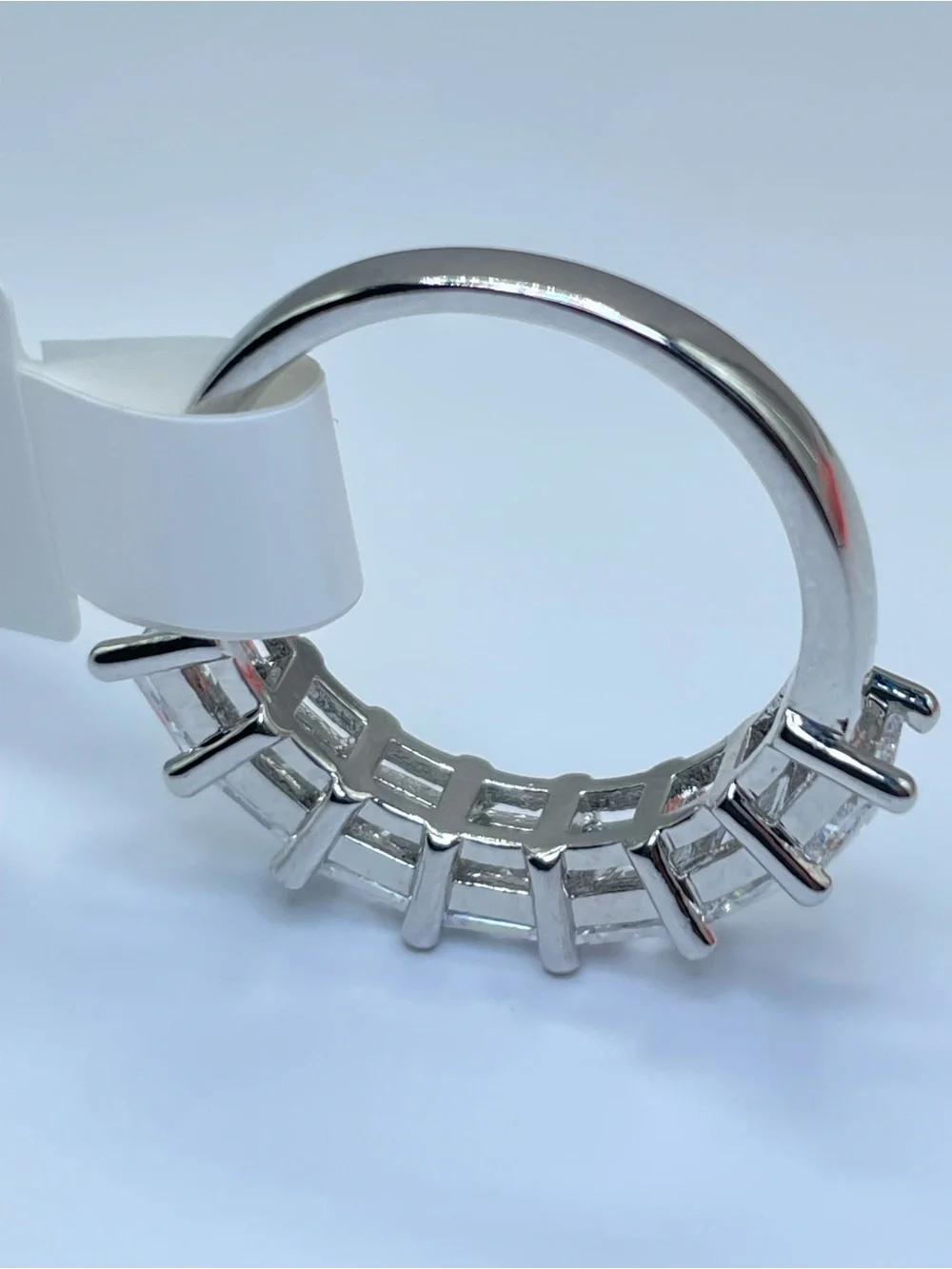 Swarovski Crystal Elements White Princess Cut Crystal Half Eternity Band Ring 7